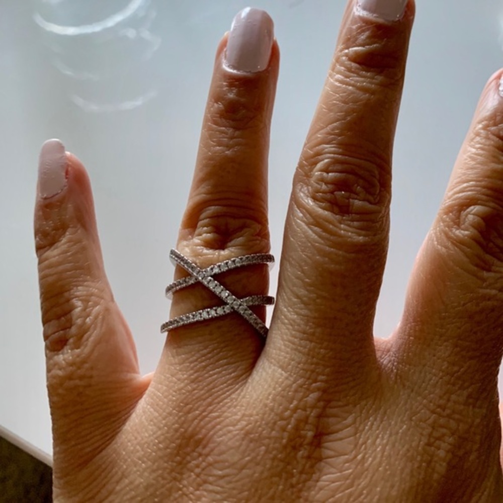 Sterling Forever Sterling Silver CZ Criss X Ring - Picture 8 of 8